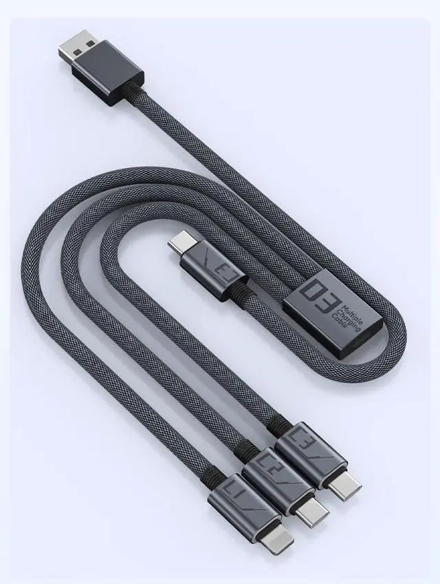 Alt view image 3 of 5 - CTJWANRU Freely Detachable one-to-Three Super Fast Charging Data Cable, Five-in-one Multi-Functional Data Cable