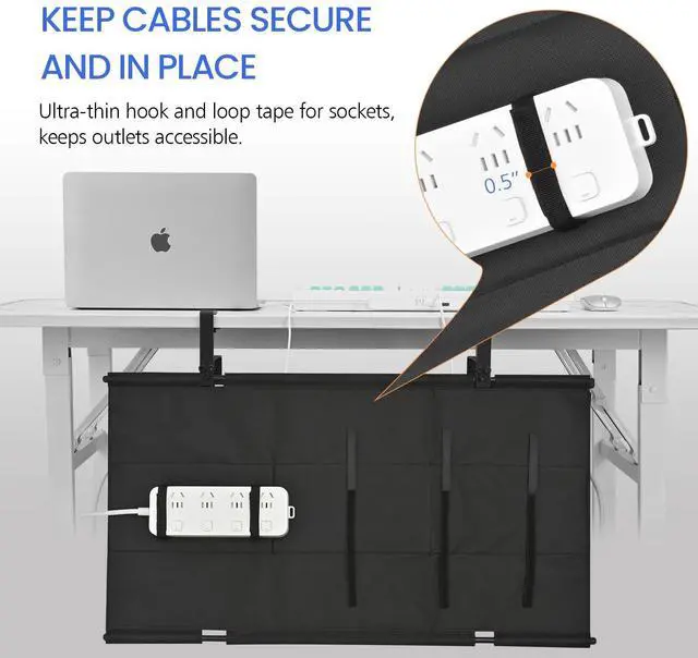 Alt view image 3 of 5 - ELEVEXA 28" Under Desk Cable Management Tray- Clamp/Screw Mount Desk Cable Organizer Cable Tray Hiders for Office&Home