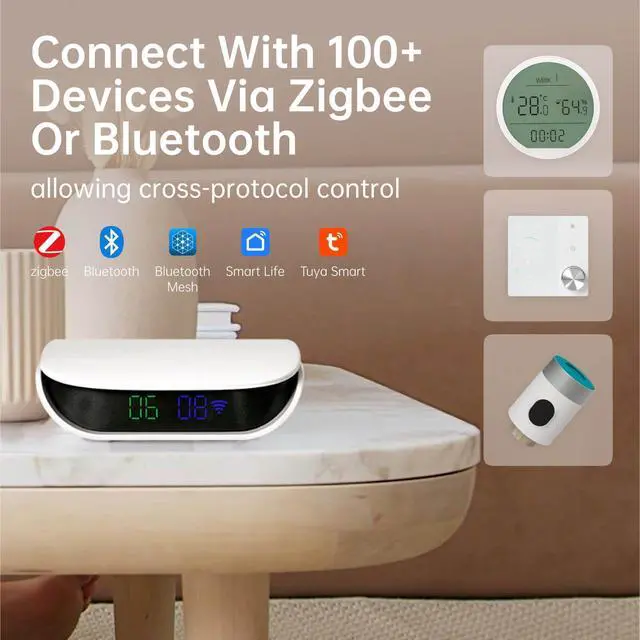 Alt view image 2 of 5 - VEXA Zigbee Hub for TUYA Smart Products Only, Smart Home Zigbee Bridge with Device Counter, Supports Zibgee & Bluetooth Sub-Device, Compatible with Alexa and Google Home, 2.4GHz WiFi Required