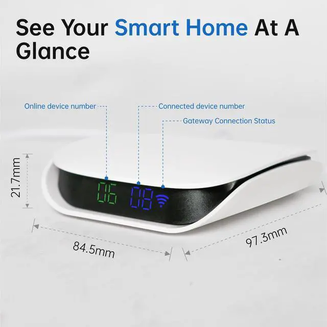 Alt view image 3 of 5 - VEXA Zigbee Hub for TUYA Smart Products Only, Smart Home Zigbee Bridge with Device Counter, Supports Zibgee & Bluetooth Sub-Device, Compatible with Alexa and Google Home, 2.4GHz WiFi Required