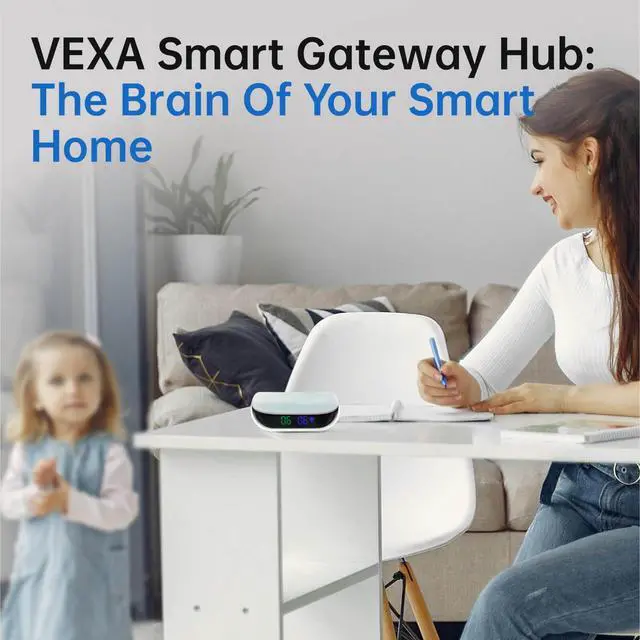 Alt view image 5 of 5 - VEXA Zigbee Hub for TUYA Smart Products Only, Smart Home Zigbee Bridge with Device Counter, Supports Zibgee & Bluetooth Sub-Device, Compatible with Alexa and Google Home, 2.4GHz WiFi Required