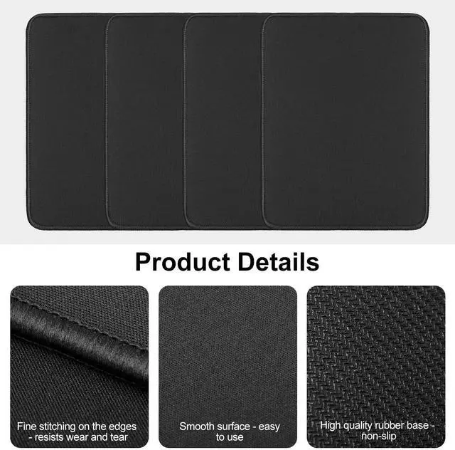 Alt view image 3 of 4 - CACASO 24 Pcs Computer Mouse Pad,Gaming Mouse Pads with Non-Slip Rubber Base,Mousepads Bulk with Stitched Edges for Gaming,Office,Home(10.2x8.2 Inch,Black)