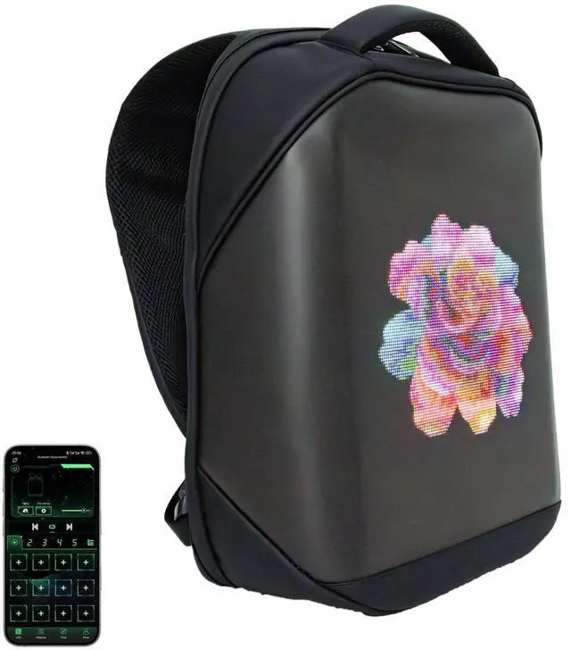 Main image of MYKYLIN LED Backpack Waterproof with UHD 96 * 128 Pixel LED Display Screen, App Control Customized LED Bag for Motorcycle, 16-inch Laptop, Travel, Advertisement, Graffiti, School, Party (Black)
