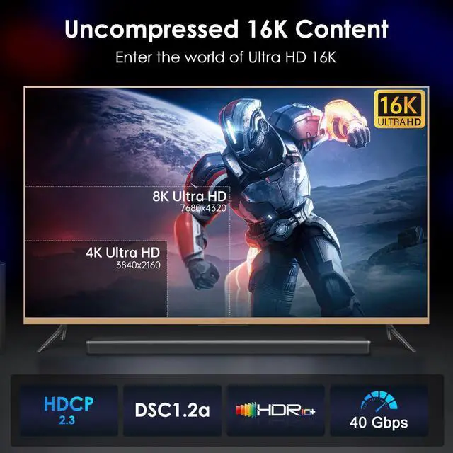 Alt view image 2 of 5 - USB C to DisplayPort 2.1 Cable 3FT 16K@30Hz 8K@120Hz 4K@240Hz , 40Gbps High-Speed Type-C to Display Port Cord, USB-C to DP Wire for Thunderbolt 3/4/5, iPhone 16/15, Galaxy S24, MacBook Pro/Air, iPad