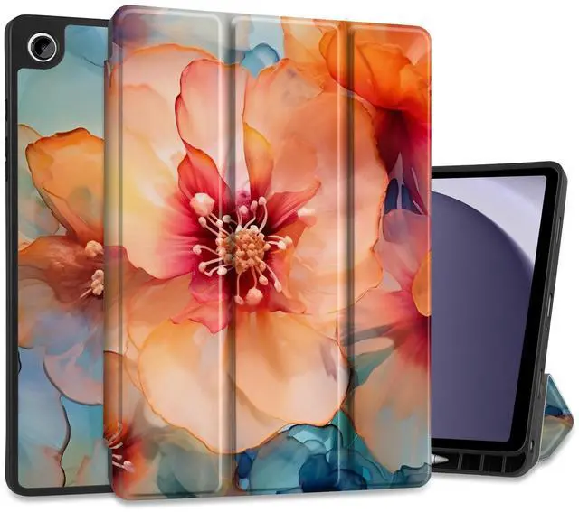 Main image of MEEgoodo Case for Samsung Galaxy Tab A9 Plus 11 inch Cover 2024 2023 with S Pen Holder, A9+ Smart Tablet Cases with Leather Trifold Stand+Soft TPU Back Shell+Smart Auto Wake/Sleep,Ink Colorful Flowers