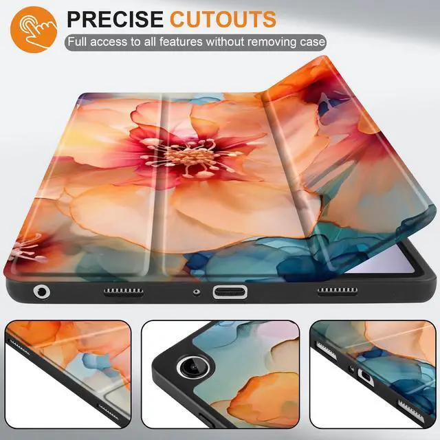 Alt view image 2 of 5 - MEEgoodo Case for Samsung Galaxy Tab A9 Plus 11 inch Cover 2024 2023 with S Pen Holder, A9+ Smart Tablet Cases with Leather Trifold Stand+Soft TPU Back Shell+Smart Auto Wake/Sleep,Ink Colorful Flowers