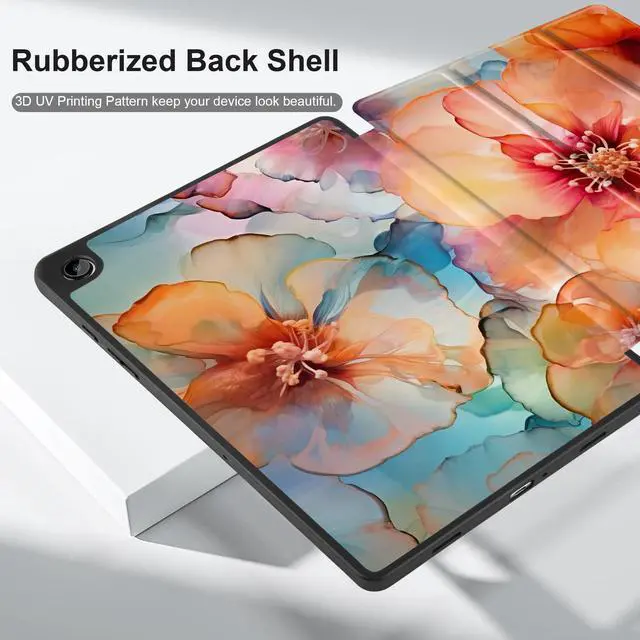 Alt view image 5 of 5 - MEEgoodo Case for Samsung Galaxy Tab A9 Plus 11 inch Cover 2024 2023 with S Pen Holder, A9+ Smart Tablet Cases with Leather Trifold Stand+Soft TPU Back Shell+Smart Auto Wake/Sleep,Ink Colorful Flowers