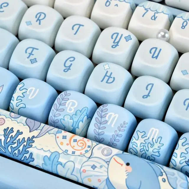 Alt view image 5 of 5 - GEKUCAP MOA Profile PBT Keycaps,130 Keys Blue Cute Keycap Set, Dye-Sublimation, MOA Profile, Anime Ocean Theme for US Layout Cherry MX Switches Mechanical Keyboard