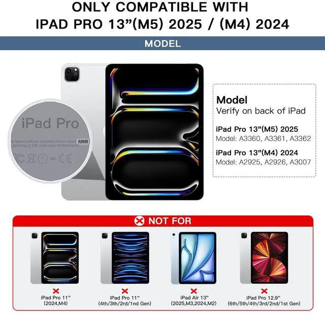 Alt view image 2 of 5 - RAYMCRAFT for ipad Pro 13 inch Case with keyboard (M5 2025 / M4 2024), Magic Keyboard with Pencil Buckle, 11 Colors Backlight, Stain-Resistant Surface, Multi-Touch Trackpad, Magnetic Stand, Steel Blue