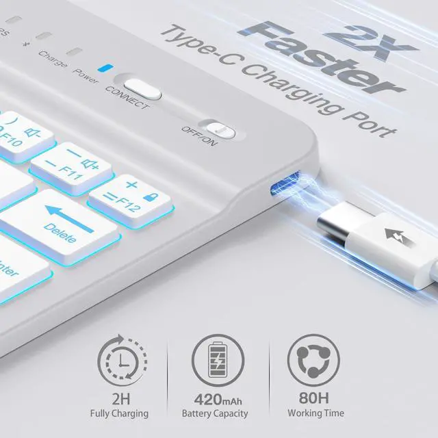 Alt view image 3 of 5 - Cousper for iPad mini 7 Keyboard Case A17 Pro 2024/iPad Mini 6 Generation Case with Keyboard 2021 8.3 Inch, Pencil Holder, 7 Color Backlit Detachable Keyboard Cover for iPad mini 7th/6th Gen,Grey