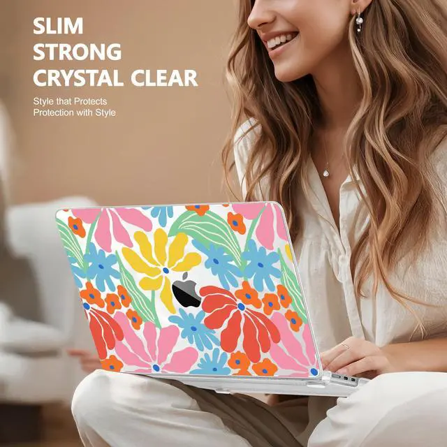 Alt view image 3 of 5 - May Chen [2025 New Pattern] for MacBook Air 13.6 inch Case M2 M3 M4 Chip Model: A2681 A3113 A3240, 2022-2025 Release, Plastic Hard Shell Cover with Screen Protector & Keyboard Skin - Colorful Floral