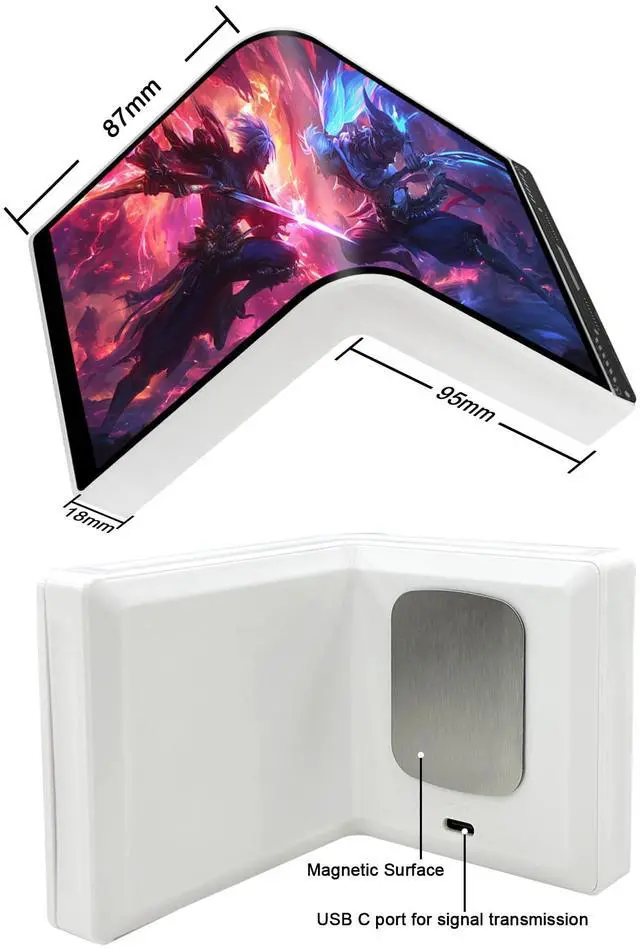 Alt view image 2 of 5 - wisecoco Portable Water Cooling Curved Screen Monitor 6.5 inch 2K 2240 x 1080 IPS with Magnic Stand External Computer Laptop LCD Monitor for PC Laptop Desktop (White)