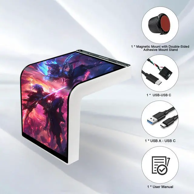 Alt view image 5 of 5 - wisecoco Portable Water Cooling Curved Screen Monitor 6.5 inch 2K 2240 x 1080 IPS with Magnic Stand External Computer Laptop LCD Monitor for PC Laptop Desktop (White)