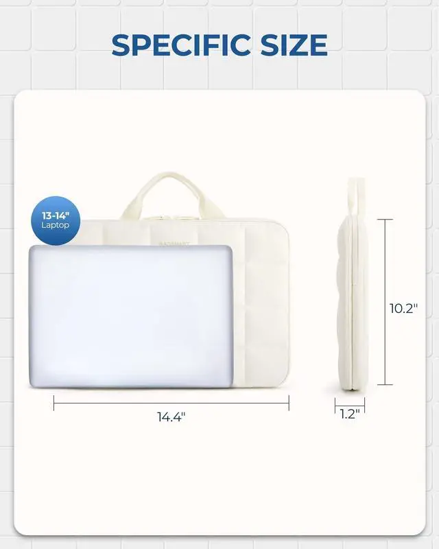 Alt view image 3 of 5 - BAGSMART 13-14 inch Laptop Case with Handle, Fluffy Padded Laptop Bag for Women, Protective MacBook Case Compatible with MacBook Air/Pro 13.3 inch, Laptop Briefcase Fitted with Dell, HP, Lenovo, Beige