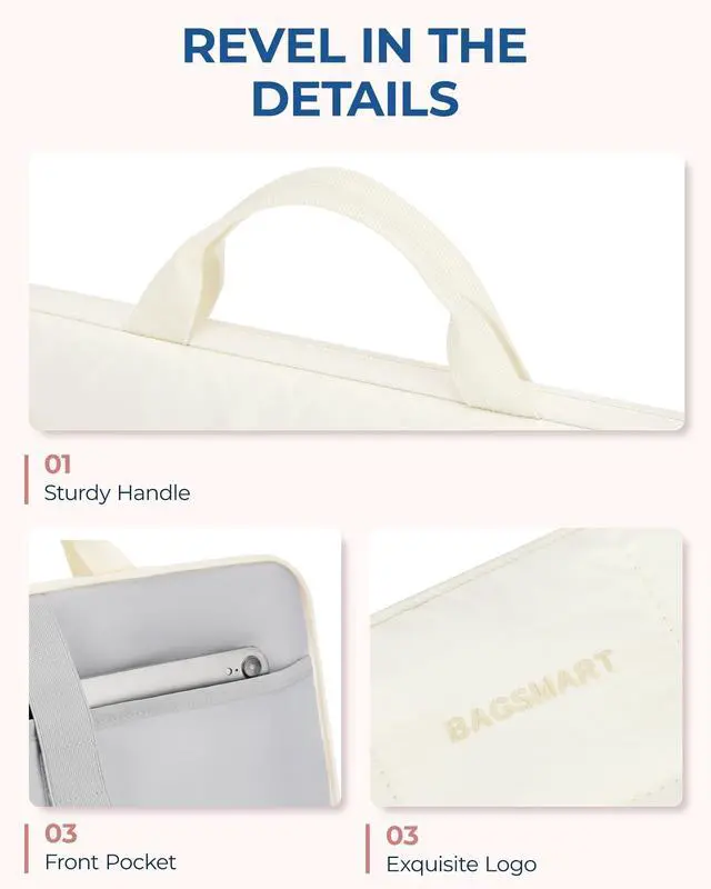 Alt view image 5 of 5 - BAGSMART 13-14 inch Laptop Case with Handle, Fluffy Padded Laptop Bag for Women, Protective MacBook Case Compatible with MacBook Air/Pro 13.3 inch, Laptop Briefcase Fitted with Dell, HP, Lenovo, Beige