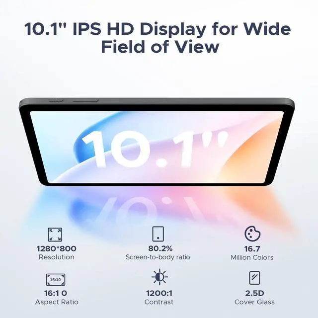 Alt view image 5 of 5 - DOOGEE Tab A9 Pro 10 inch Tablet,Android 15 Tablet 20GB+128GB/2TB Expand,Quad Core Gaming Tablets,6580mAh Battery,1280x800 IPS HD Touchscreen,5G WiFi,BT5.0,Dual Speakers,Dual Camera,Face Unlock