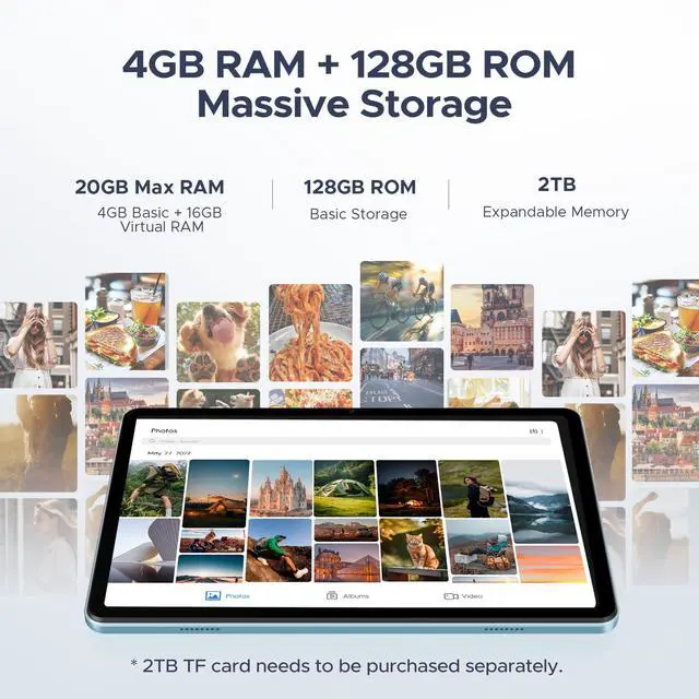 Alt view image 4 of 5 - DOOGEE Tab A9 Pro 10 inch Tablet,Android 15 Tablet 20GB+128GB/2TB Expand,Quad Core Gaming Tablets,6580mAh Battery,1280x800 IPS HD Touchscreen,5G WiFi,BT5.0,Dual Speakers,Dual Camera,Face Unlock