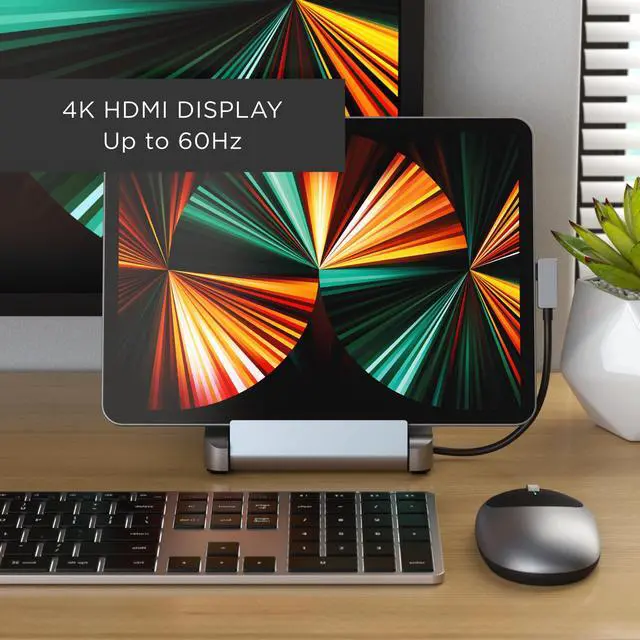 Alt view image 2 of 5 - Satechi USB C Hub & Stand for iPad, M1 Wireless Bluetooth Mouse, Slim X2 Bluetooth Backlit Keyboard for Apple, Mac, iPad - Space Gray