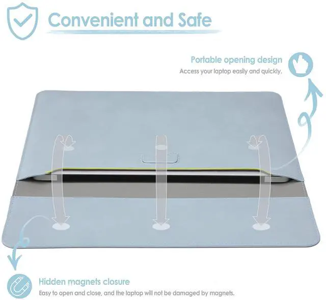 Alt view image 5 of 5 - HYZUO 13 Inch Laptop Sleeve Case with Stand for 2025-2018 MacBook Air 13 M4 M3 M2 M1, 2025-2016 MacBook Pro 13 M2 M1, 13" iPad Pro/Air, Surface Pro 11/10/9, XPS 13, with Pouch, Pale Blue