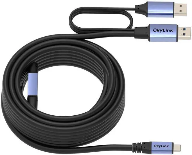 Alt view image 3 of 5 - OkyLink Active USB 3.0/3.2 Gen1 A to C Data Cable 50ft/15M  High-Speed 5Gbps, Signal Booster, Optional Power, Long-Distance Cable for VR, External Storage, Docking Station, Printer