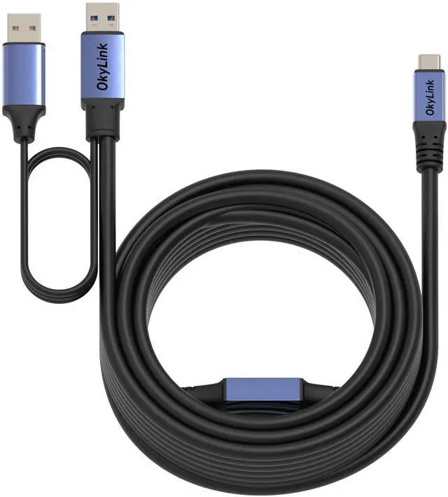 Alt view image 4 of 5 - OkyLink Active USB 3.0/3.2 Gen1 A to C Data Cable 50ft/15M  High-Speed 5Gbps, Signal Booster, Optional Power, Long-Distance Cable for VR, External Storage, Docking Station, Printer
