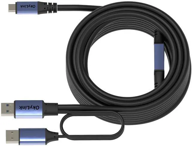 Alt view image 5 of 5 - OkyLink Active USB 3.0/3.2 Gen1 A to C Data Cable 50ft/15M  High-Speed 5Gbps, Signal Booster, Optional Power, Long-Distance Cable for VR, External Storage, Docking Station, Printer