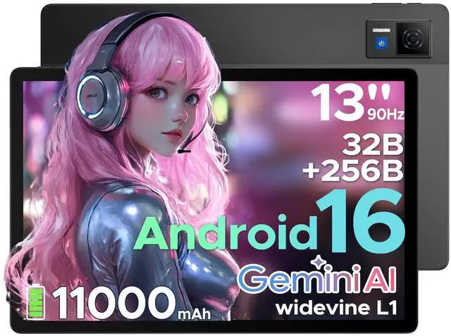 Main image of DOOGEE U13 13 inch Tablet with Gemini AI,Android 16 Tablet,11000mAh Battery,32GB+256GB,2.2Ghz Octa-Core Processor,90Hz Display Gaming Tablets,13MP+8MP,7.9mm Ultra-Thin Body,Face Unlock,Black