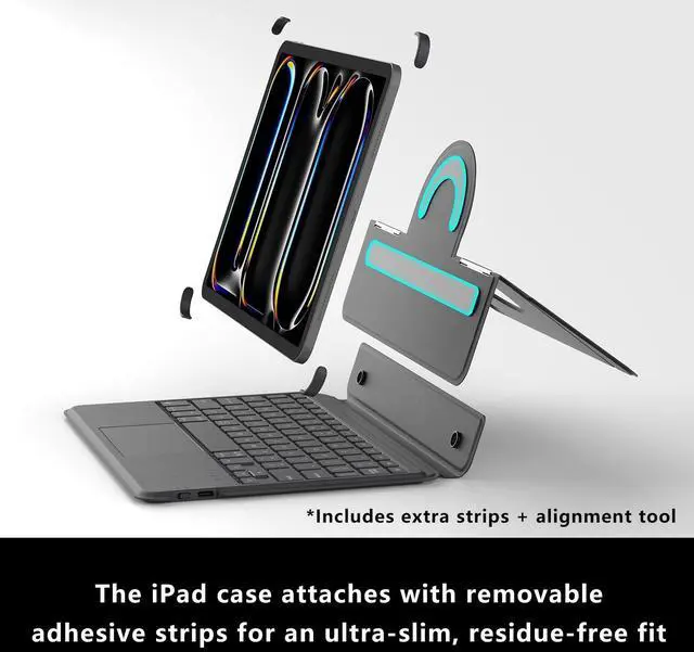 Alt view image 4 of 5 - Nillkin Slim Folio Keyboard Case for iPad Pro M4 11 inch, Magnetic Case with Detachable Backlit Keyboard  Multi-Touch Trackpad  Magic Keyboard for iPad Pro 11 inch M4 2024, Black