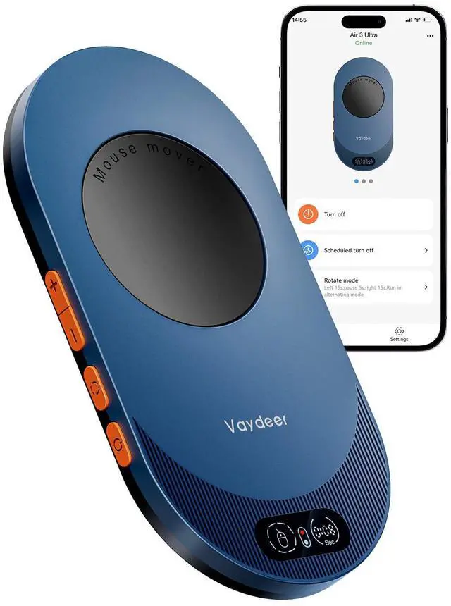 Main image of Vaydeer Air 3 Ultra Mouse Mover with APP, Ultra Slim Mouse Jiggler with Timer Function, Undetectable & Noiseless, Simulates Realistic Mouse Movement, Driver-Free, Work from Home, Keeps PC Active