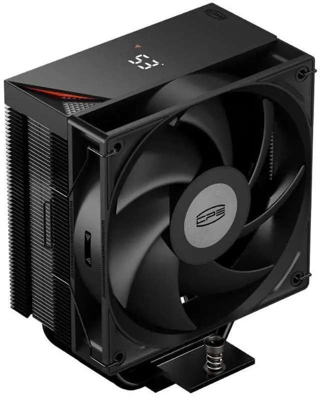 Main image of PCCOOLER CPU Air Cooler with Digital Display, Non-RGB Version, 4 Heat Pipes, High-Performance Quiet Tower Cooler, LGA 115X/1200/1700/1851, AM4/AM5 (CPS RT400 Digital BK)