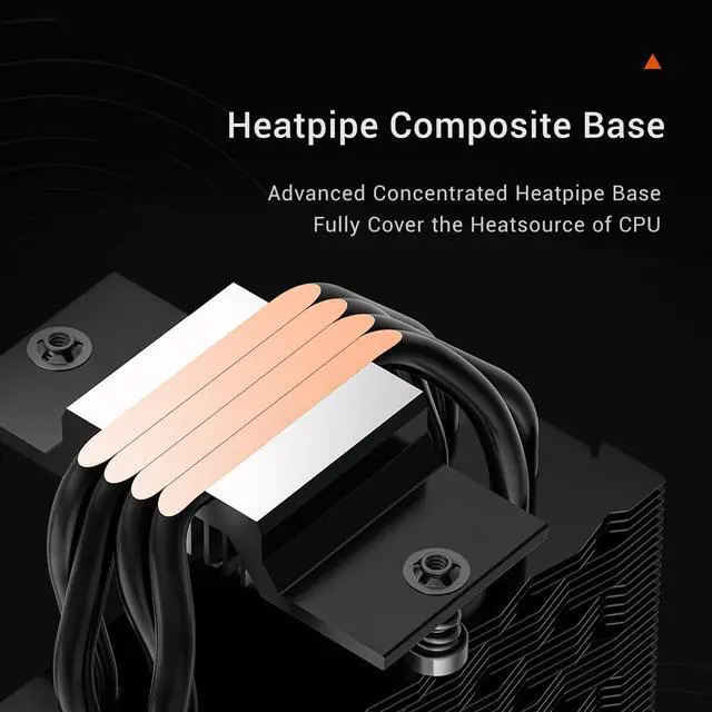 Alt view image 4 of 5 - PCCOOLER CPU Air Cooler with Digital Display, Non-RGB Version, 4 Heat Pipes, High-Performance Quiet Tower Cooler, LGA 115X/1200/1700/1851, AM4/AM5 (CPS RT400 Digital BK)