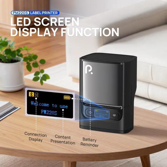 Alt view image 2 of 5 - PM220S Label Maker Machine with Tape, 2 Inch Bluethooth Portable Thermal Label Printer for Small Business, Office, Home, Sticker Printer for Phone and PC, Black