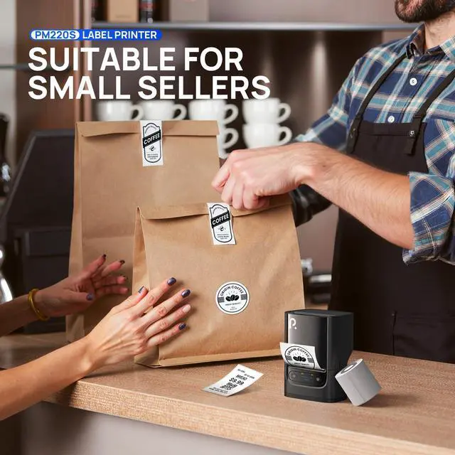 Alt view image 5 of 5 - PM220S Label Maker Machine with Tape, 2 Inch Bluethooth Portable Thermal Label Printer for Small Business, Office, Home, Sticker Printer for Phone and PC, Black