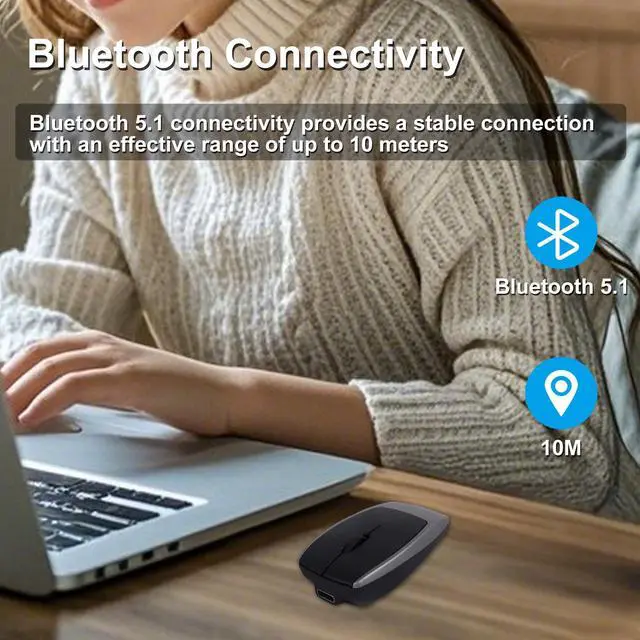 Alt view image 4 of 5 - Bluetooth Mouse Rechargeable Portable Mini Computer Mice with TF Card Reader 3 Adjustable DPI Optical Lightweight Silent Wireless Mouse for Laptop Tablet Cell Phone Windows Mac OS Android iOS, Grey