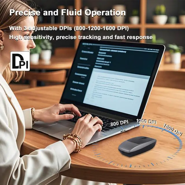 Alt view image 5 of 5 - Bluetooth Mouse Rechargeable Portable Mini Computer Mice with TF Card Reader 3 Adjustable DPI Optical Lightweight Silent Wireless Mouse for Laptop Tablet Cell Phone Windows Mac OS Android iOS, Grey