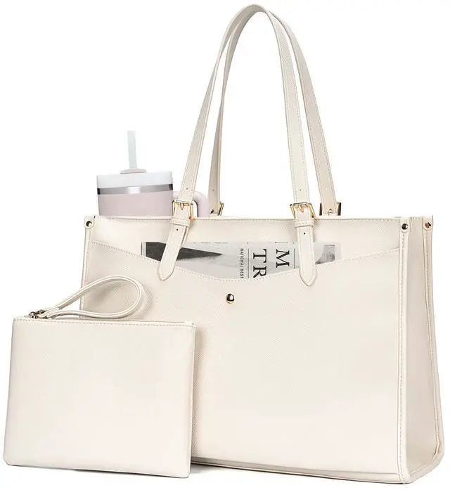 Main image of BAGOK Laptop Tote Bag Women, Work Tote with Multi Pockets, Nurse Bag with Large Cup Holder, For Work, Travel, Daily Use