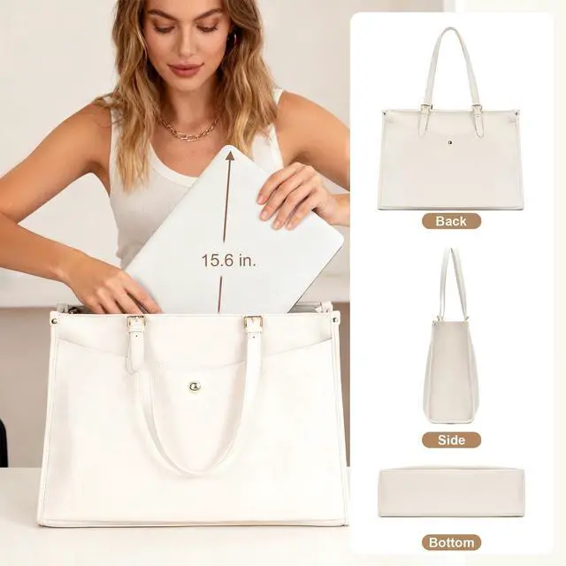 Alt view image 4 of 5 - BAGOK Laptop Tote Bag Women, Work Tote with Multi Pockets, Nurse Bag with Large Cup Holder, For Work, Travel, Daily Use