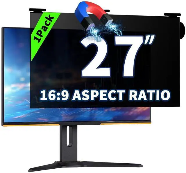 Main image of 27 Inch Magnetic Hanging Computer Privacy Screen for 16:9 Widescreen Monitor, Removable Privacy Screen Anti Glare Blue Light Computer Screen Privacy Shield, Anti-Scratch 27 in Protector Film