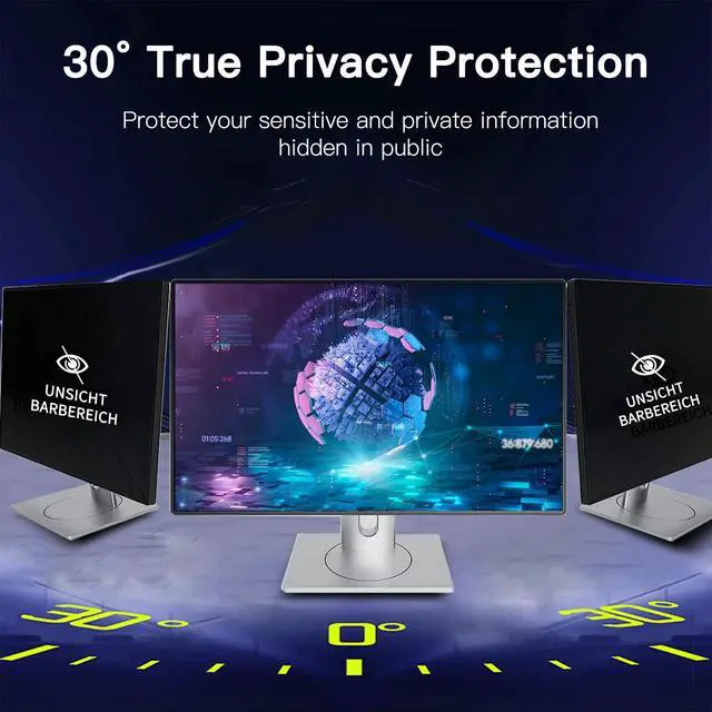 Alt view image 4 of 5 - 27 Inch Magnetic Hanging Computer Privacy Screen for 16:9 Widescreen Monitor, Removable Privacy Screen Anti Glare Blue Light Computer Screen Privacy Shield, Anti-Scratch 27 in Protector Film