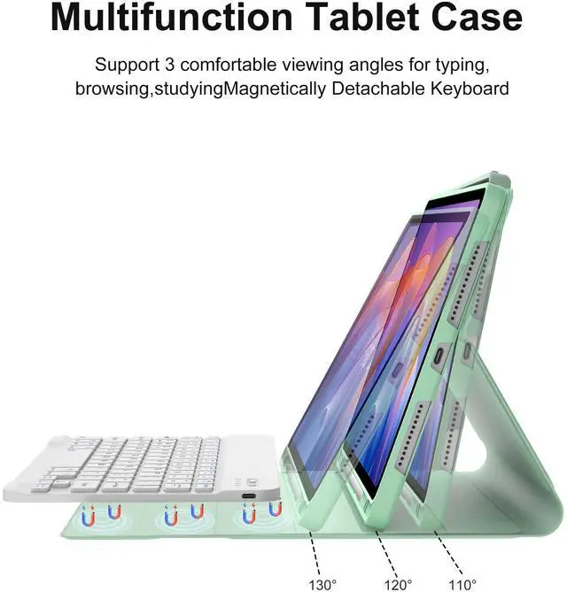 Alt view image 3 of 5 - Keyboard case for Xiaomi RedmiPad2 11 inch 2025, Detachable Wireless Bluetooth Folio Keyboard Case with Protective Slim Stand Cover Case, Pen Holder, Light & Thin, Rechargeable (Grass Green)
