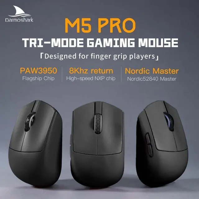 Alt view image 2 of 5 - Darmoshark M5PRO Mini Wireless Gaming Mouse,Tri-Mode 8K/Bluetooth Mouse Up to 30000DPI,PAW3950 Optical Sensor Lightweight 38g,5 programmable Button,Computer Mouse for Laptop,PC,Mac-Black