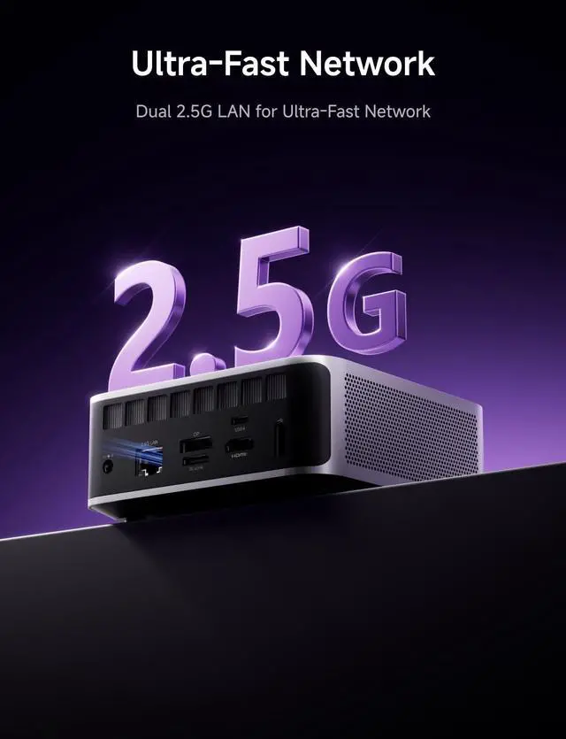 Alt view image 5 of 5 - MINISFORUM X1-255 Mini PC AMD Ryzen 7 255 Processor 32GB DDR5 1TB SSD Micro Computer, 2xUSB4/HDMI/DP Four Video Output, 2.5G Lan/WiFi7/BT5.4/Oculink Port, Built-in Dual Microphones Small Form Factor