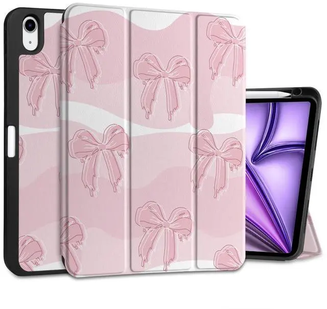 Main image of MEEgoodo Case for iPad Air 11 inch (M3) 2025/ (M2) 2024, Cover for iPad Air 5th Generation/iPad Air 4th Generation 10.9 inch 2022 2020, Tablet Cases with Pencil Holder, Melted Bow