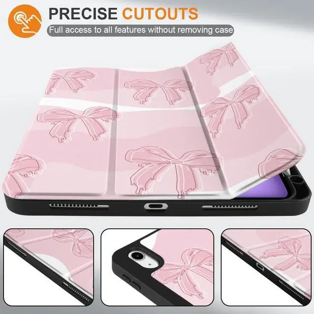 Alt view image 3 of 5 - MEEgoodo Case for iPad Air 11 inch (M3) 2025/ (M2) 2024, Cover for iPad Air 5th Generation/iPad Air 4th Generation 10.9 inch 2022 2020, Tablet Cases with Pencil Holder, Melted Bow