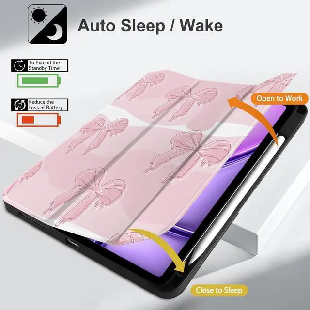 Alt view image 4 of 5 - MEEgoodo Case for iPad Air 11 inch (M3) 2025/ (M2) 2024, Cover for iPad Air 5th Generation/iPad Air 4th Generation 10.9 inch 2022 2020, Tablet Cases with Pencil Holder, Melted Bow