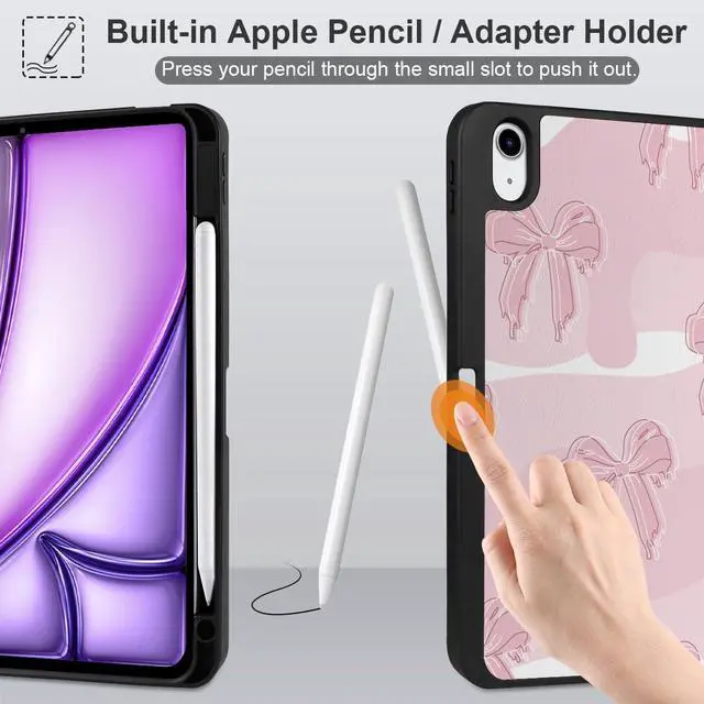 Alt view image 5 of 5 - MEEgoodo Case for iPad Air 11 inch (M3) 2025/ (M2) 2024, Cover for iPad Air 5th Generation/iPad Air 4th Generation 10.9 inch 2022 2020, Tablet Cases with Pencil Holder, Melted Bow