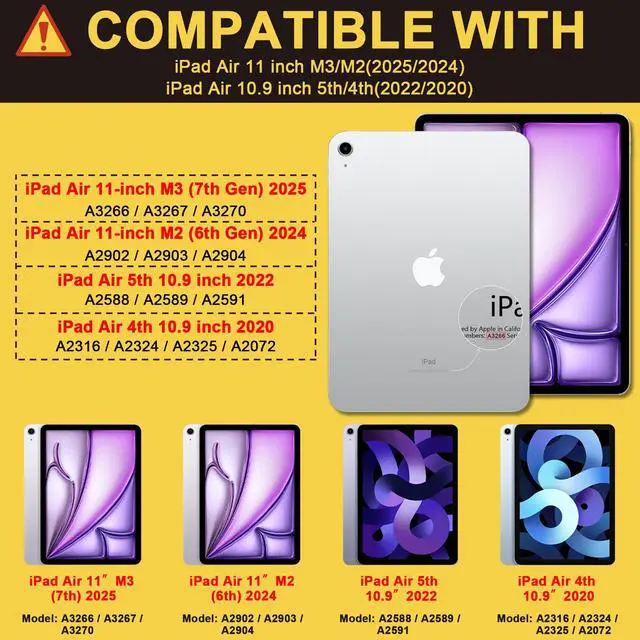 Alt view image 2 of 5 - MEEgoodo Case for iPad Air 11 inch (M3) 2025/ (M2) 2024, Cover for iPad Air 5th Generation/iPad Air 4th Generation 10.9 inch 2022 2020, Tablet Cases with Pencil Holder, Melted Bow