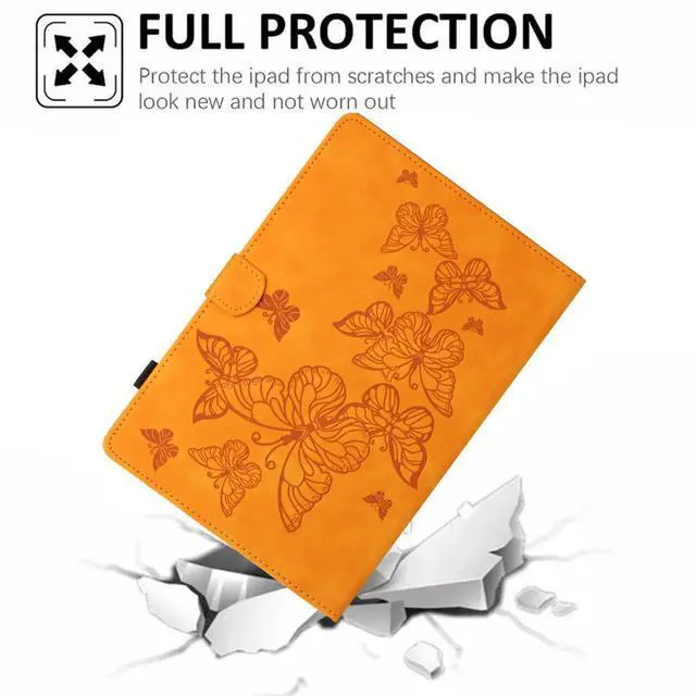Alt view image 4 of 5 - Dteck Cute Butterfly Case for Fire 7 (9th/7th/5th Generation) Tablet 7" 2019/2017/2015 Released, PU Leather Protective Case with Auto Sleep Wake, Foldable Stand, Card Slots, Slim Folio Cover, Yellow
