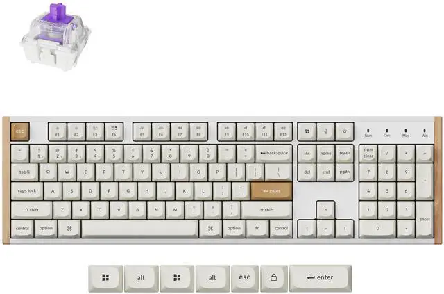 Main image of Keychron K10 HE QMK Wireless Gaming Custom Mechanical Keyboard, 2.4 GHz/Bluetooth/Wired Full-Size Hot-Swappable Programmable RGB Backlit Gateron Magnetic Switches for Mac Windows, Wood Frame-White