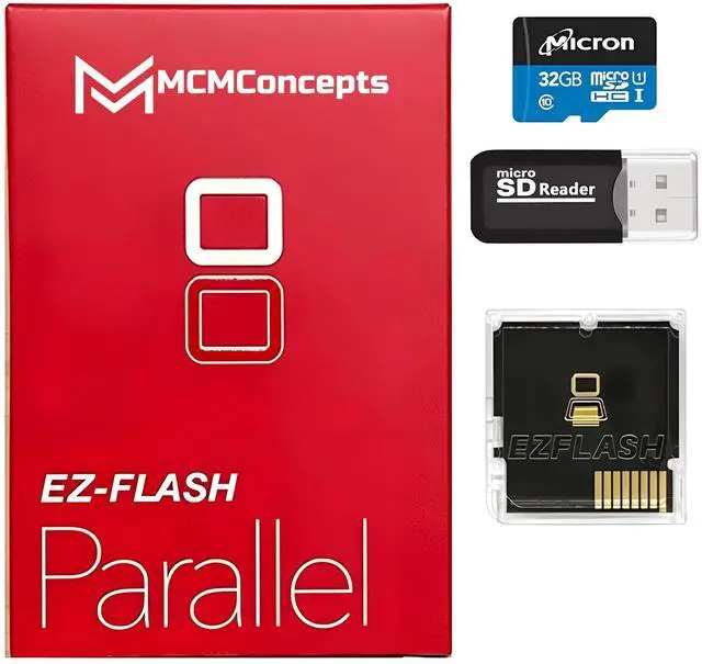 Main image of EZ Flash Parallel for DS / 3DS Flash Cartridge + 32GB Micro SD & Adapter R4 by MCMConcepts